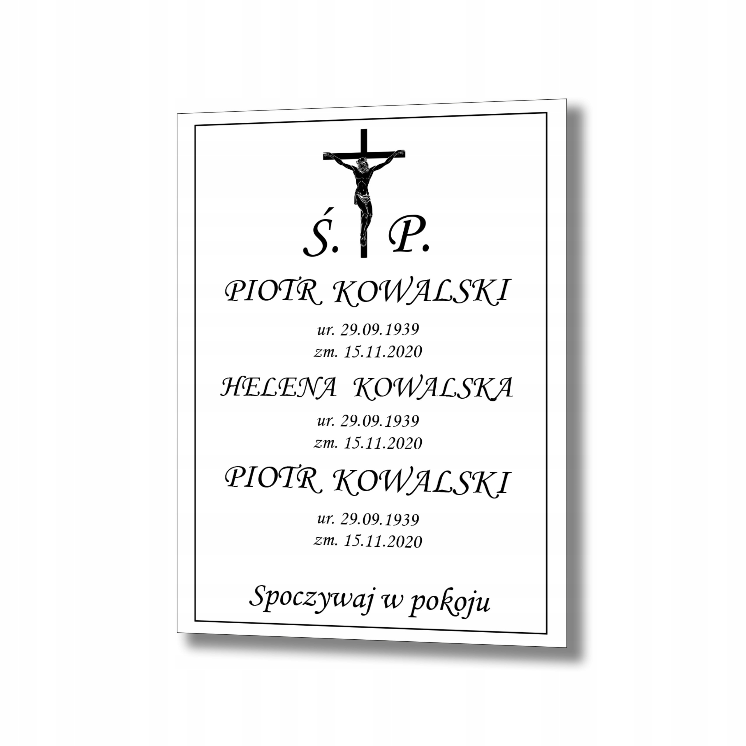 Tablica nagrobkowa tabliczka nagrobna 30x40 cm